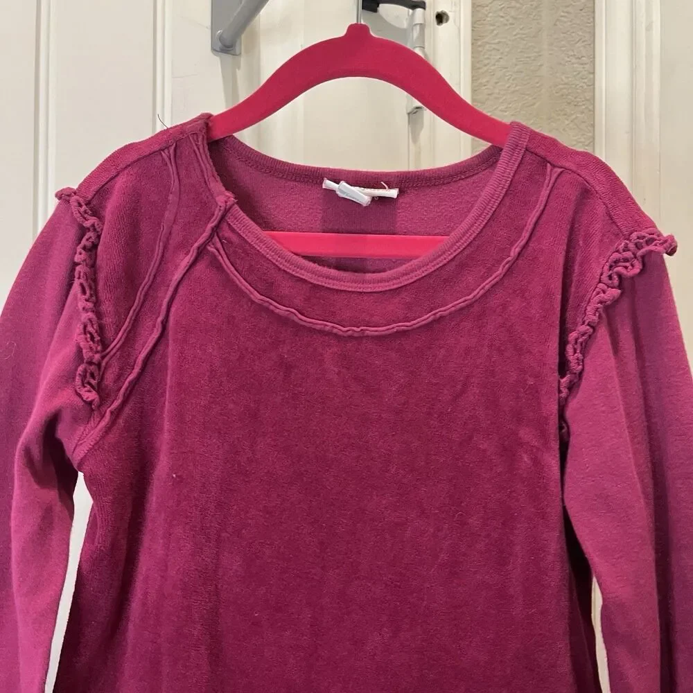 Girls Naartjie Size 8 Pink Magenta Velour Dress Tulle Accents Ruffle Long Sleeve